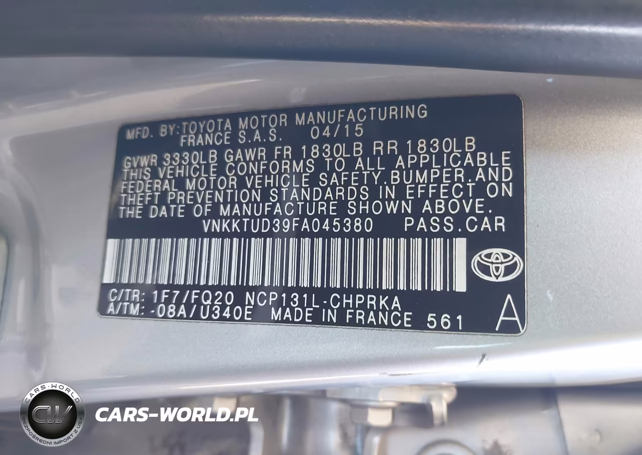 2015 Toyota Yaris L VIN:VNKKTUD39FA045380 - 9