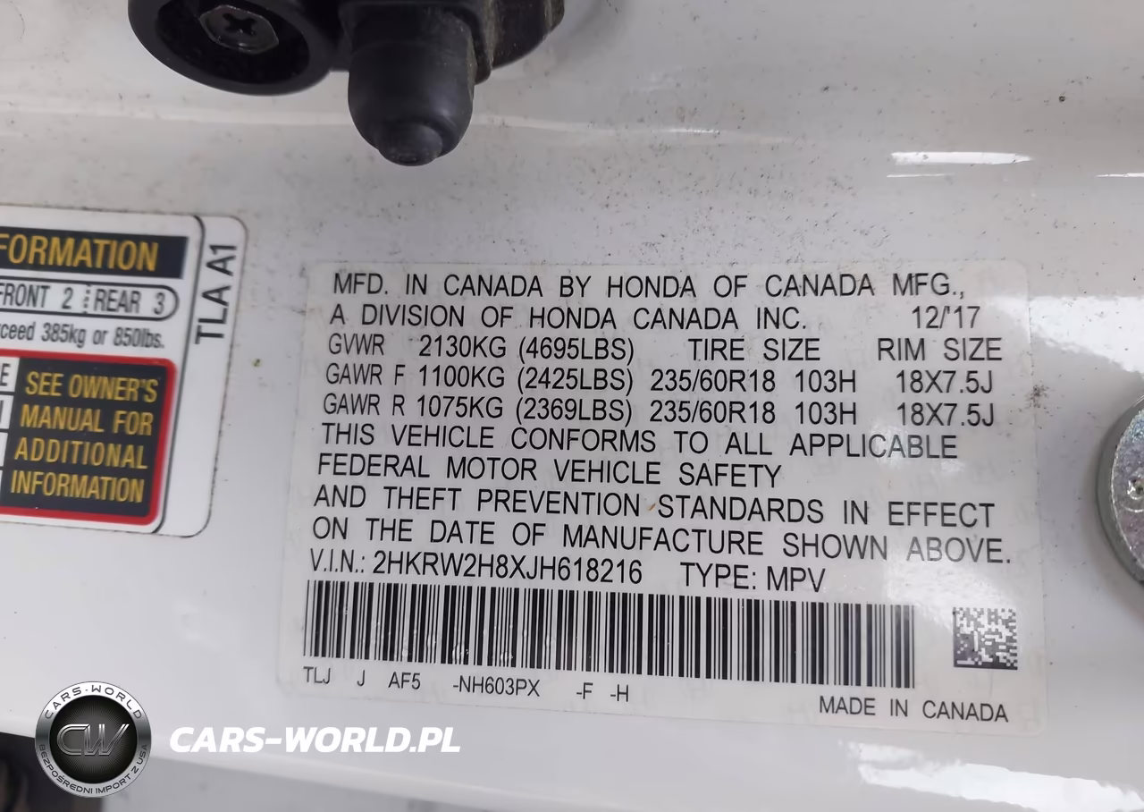 2018 Honda Cr-V Ex-L-Ex-L Navi VIN:2HKRW2H8XJH618216 - 9