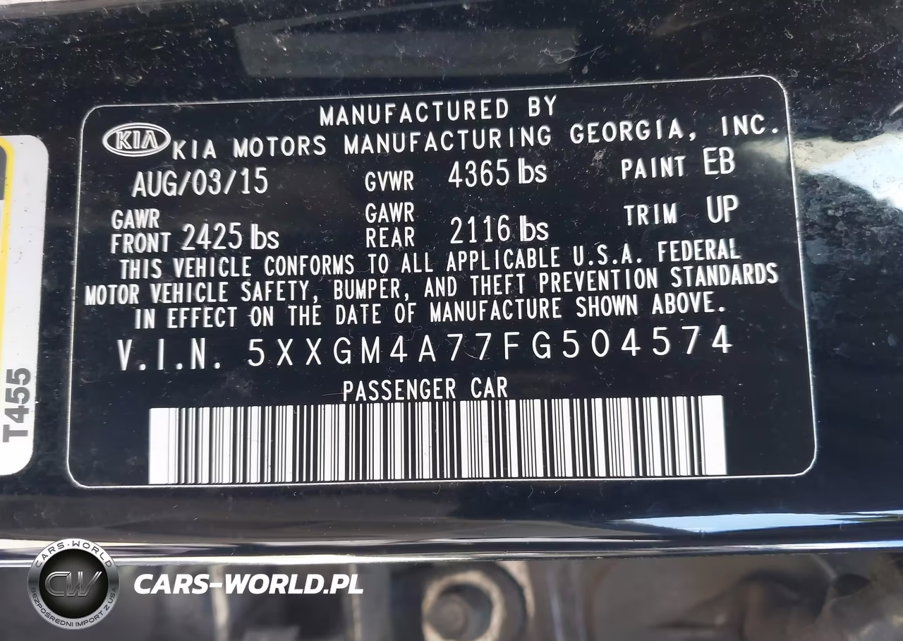 2015 Kia Optima Lx VIN:5XXGM4A77FG504574 - 9