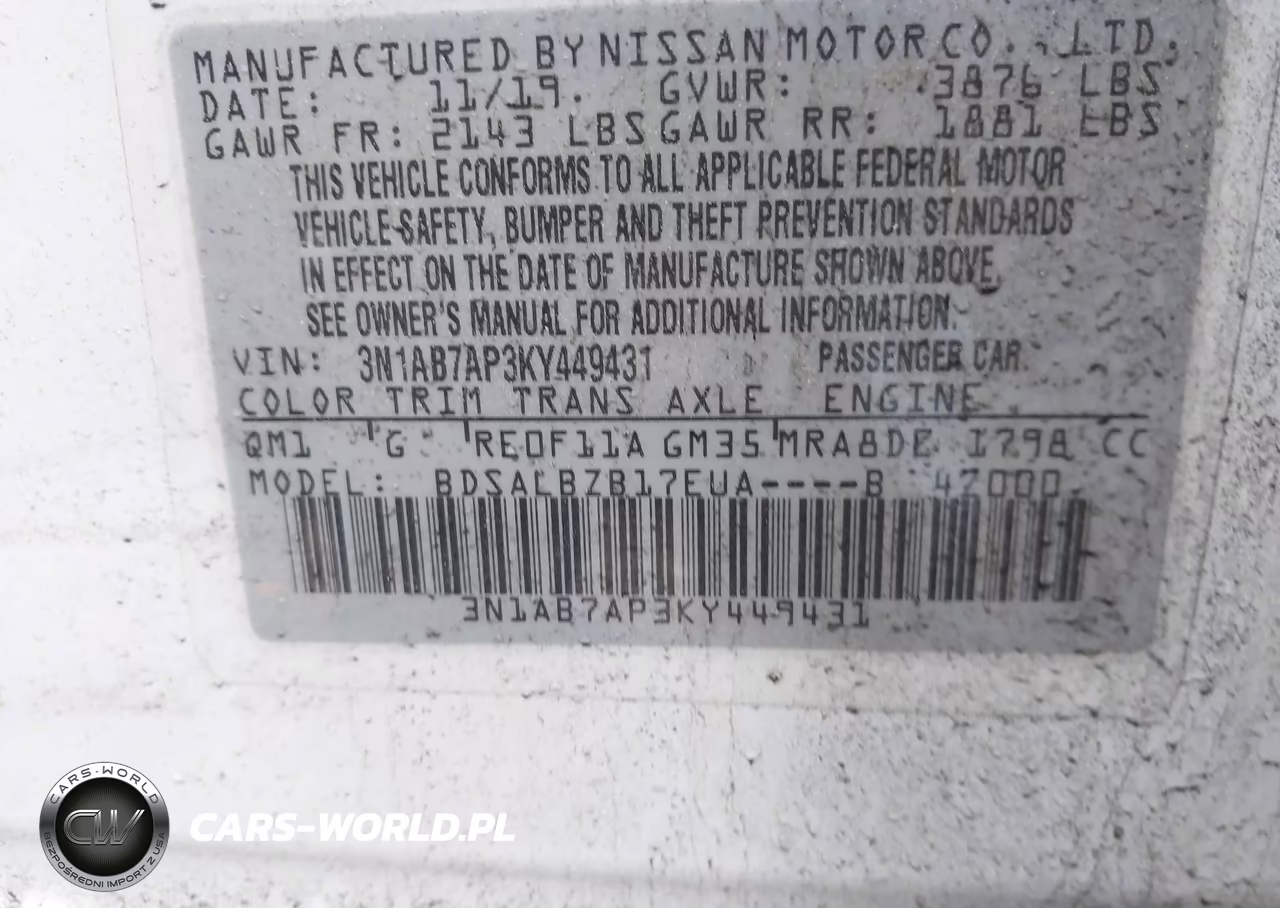 2019 Nissan Sentra S VIN:3N1AB7AP3KY449431 - 9