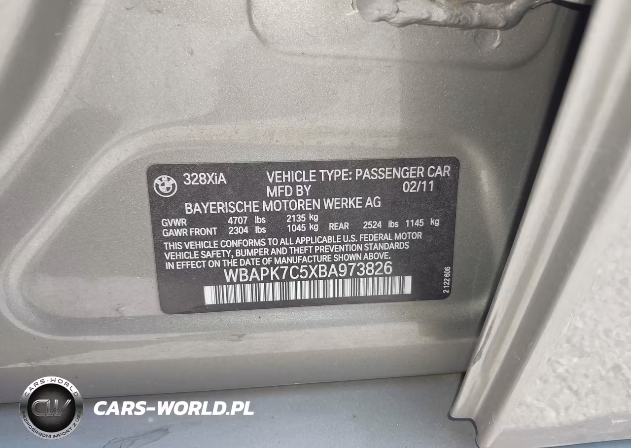2011 BMW 328I xDrive VIN:WBAPK7C5XBA973826 - 9
