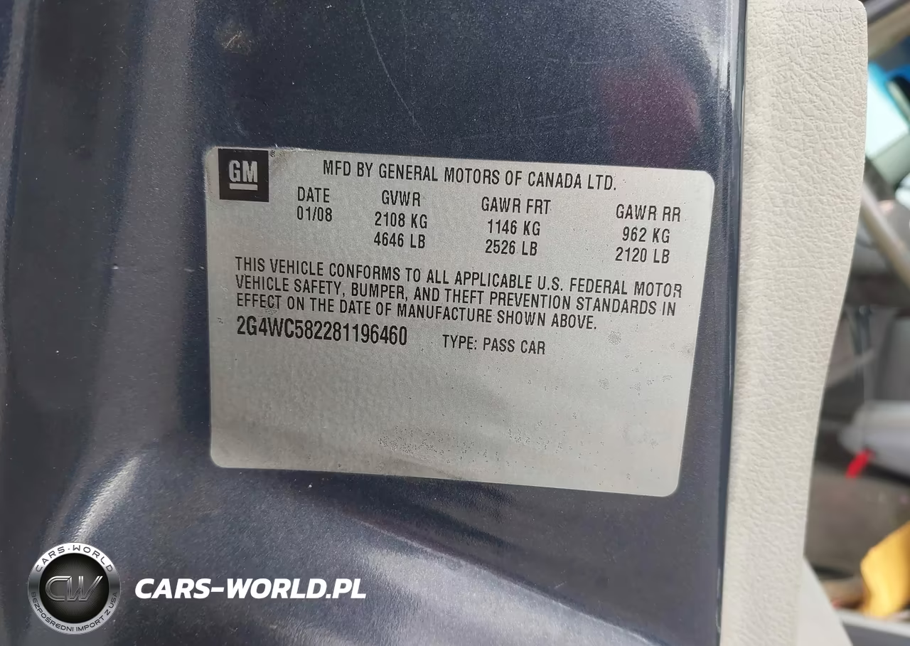2008 Buick Lacrosse Cx VIN:2G4WC582281196460 - 9