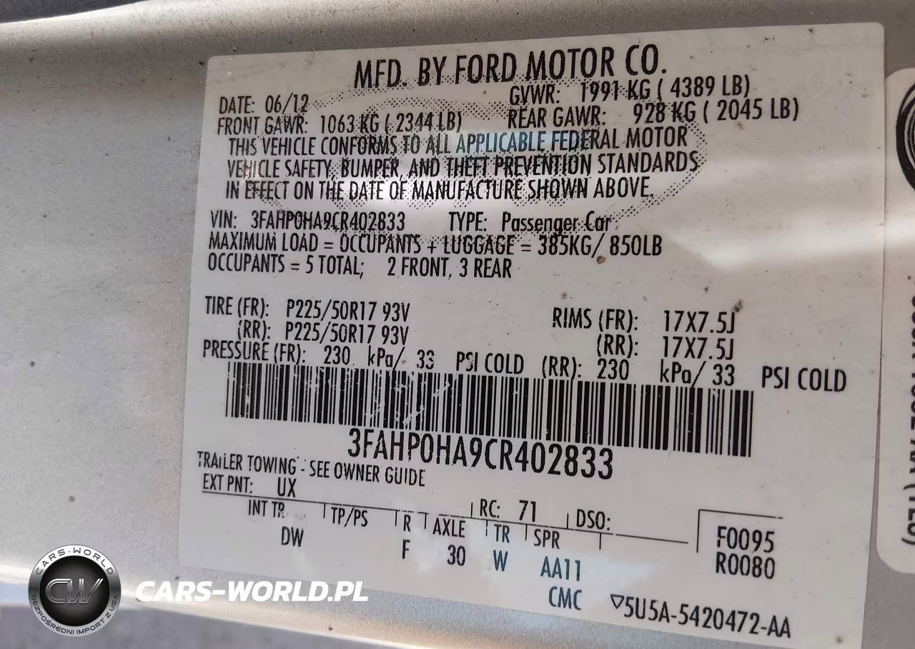 2012 Ford Fusion Se VIN:3FAHP0HA9CR402833 - 9