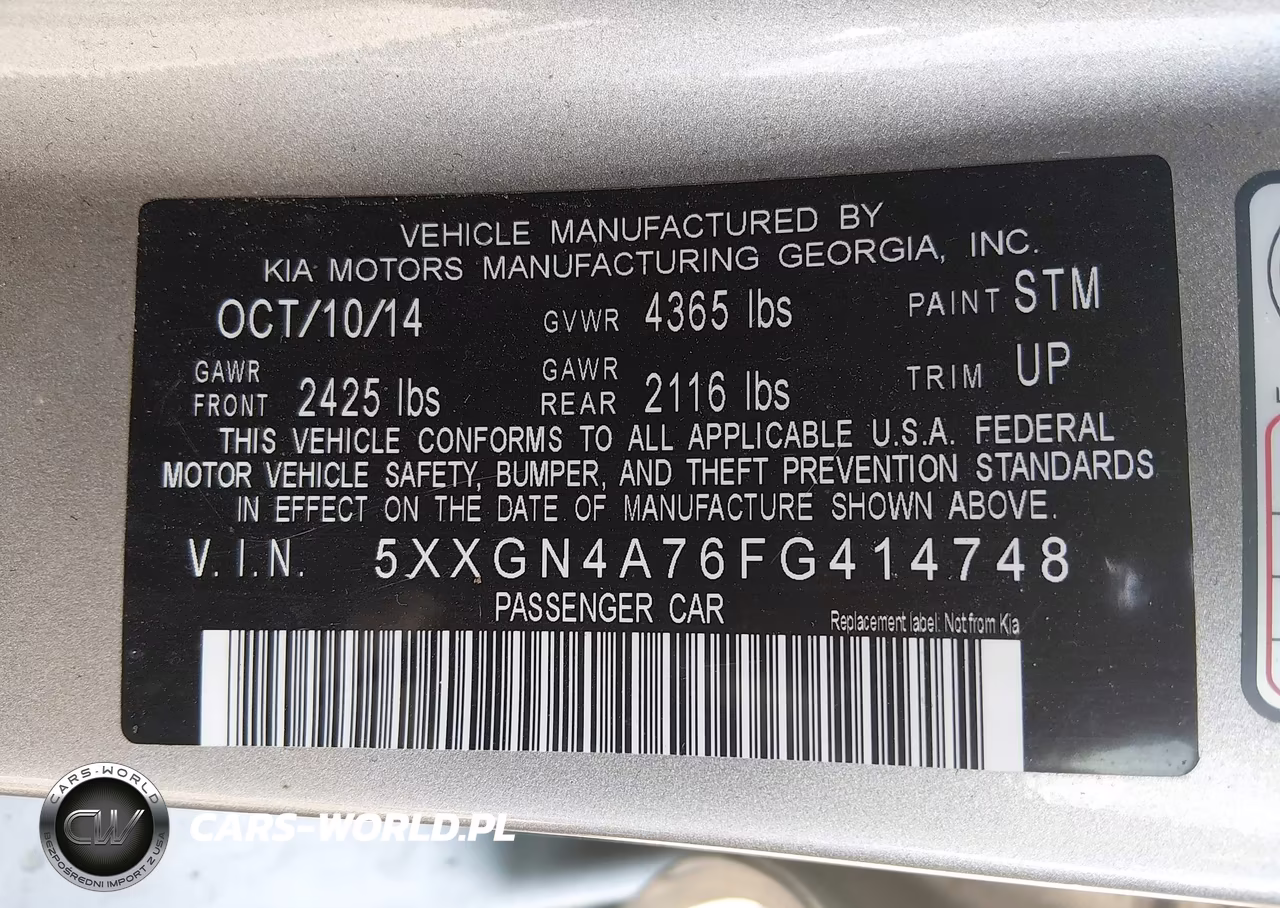 2015 Kia Optima Ex VIN:5XXGN4A76FG414748 - 9