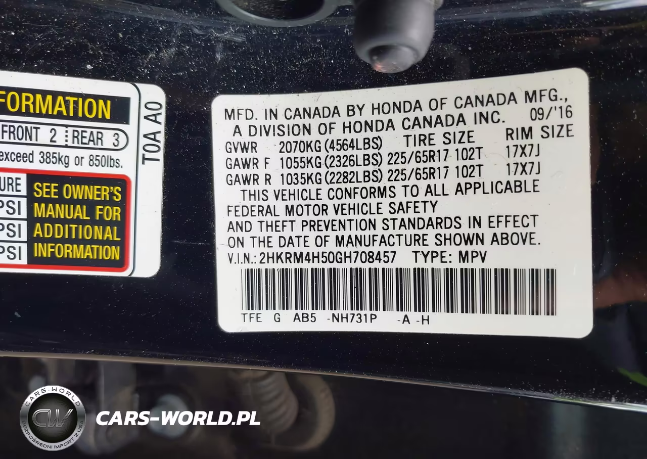 2016 Honda Cr-V Ex VIN:2HKRM4H50GH708457 - 9