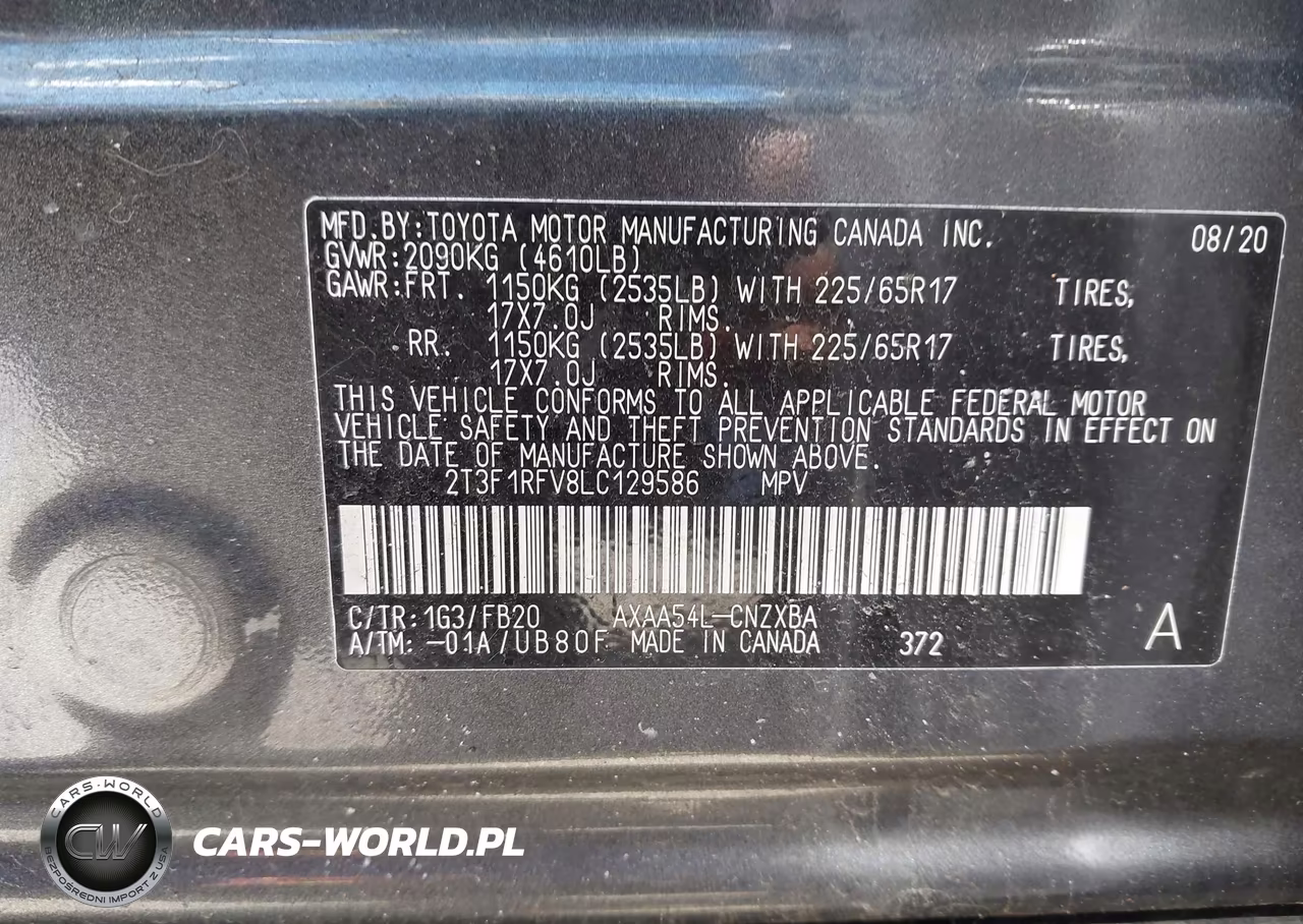 2020 Toyota Rav4 Le VIN:2T3F1RFV8LC129586 - 9
