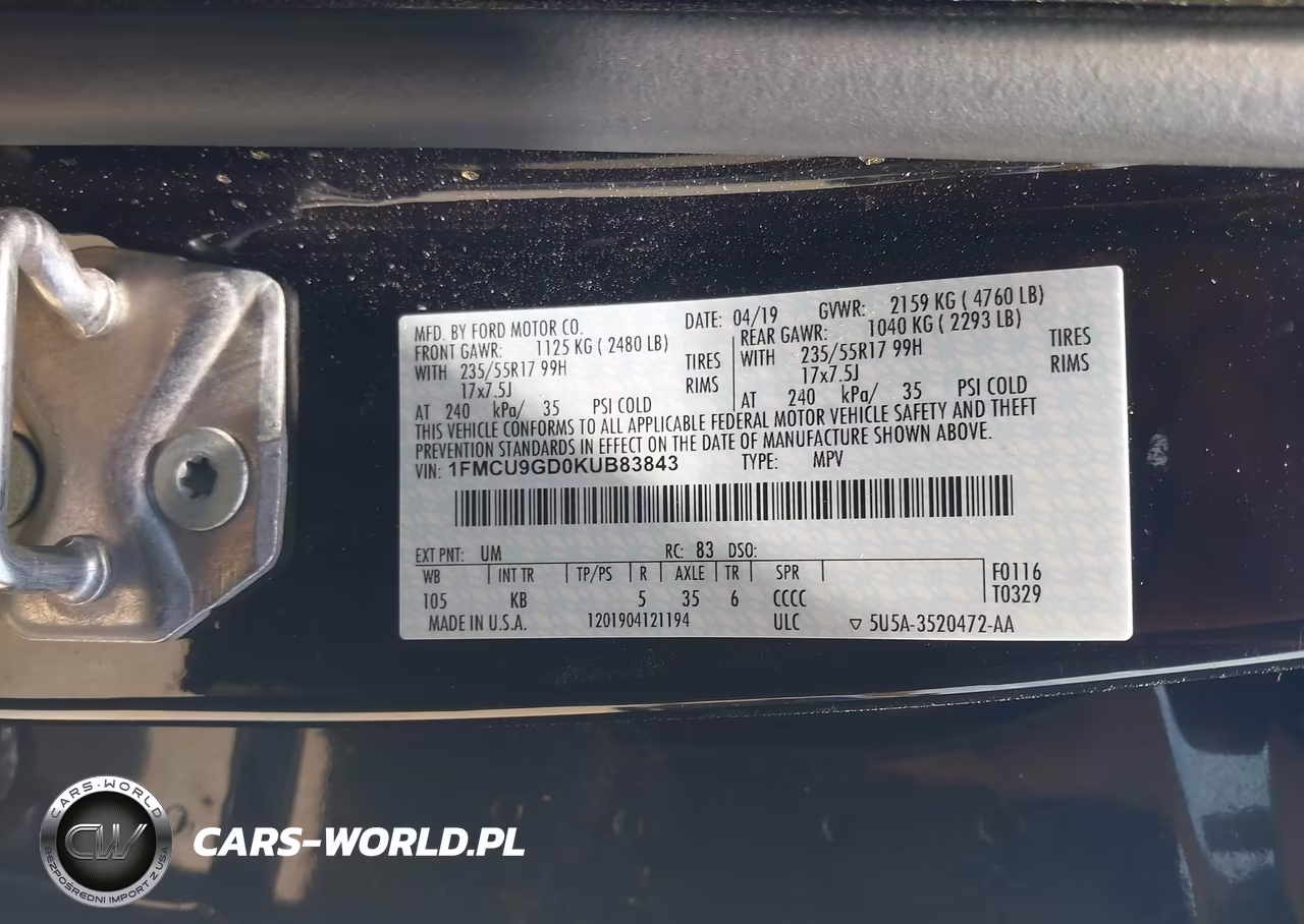 2019 Ford Escape Se VIN:1FMCU9GD0KUB83843 - 9