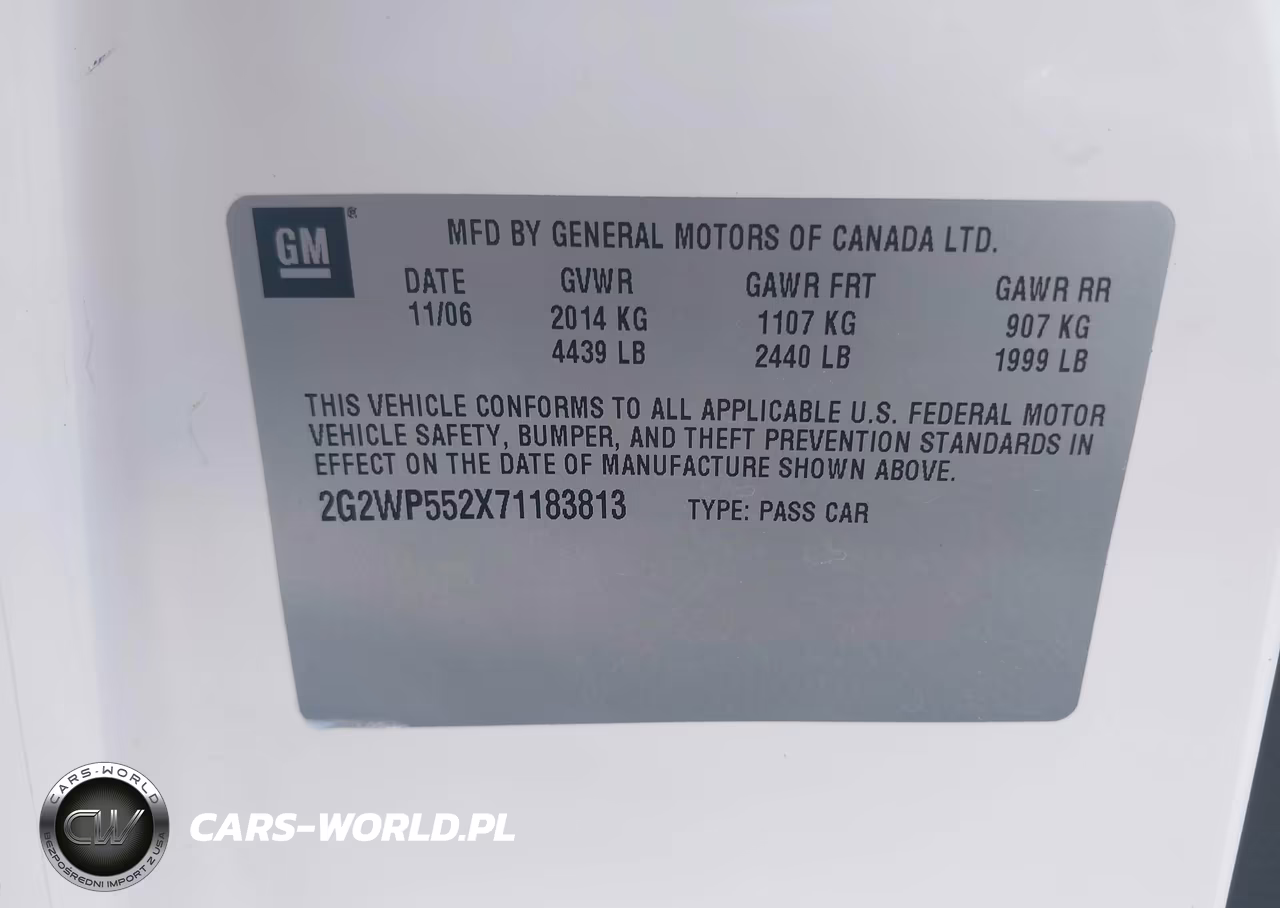 2007 Pontiac Grand Prix VIN:2G2WP552X71183813 - 9