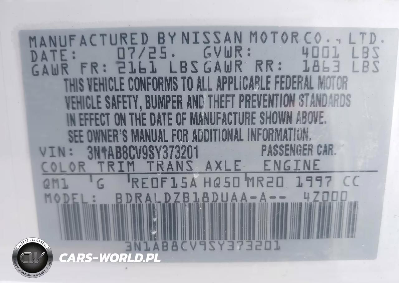 2025 Nissan Sentra Sv VIN:3N1AB8CV9SY373201 - 9
