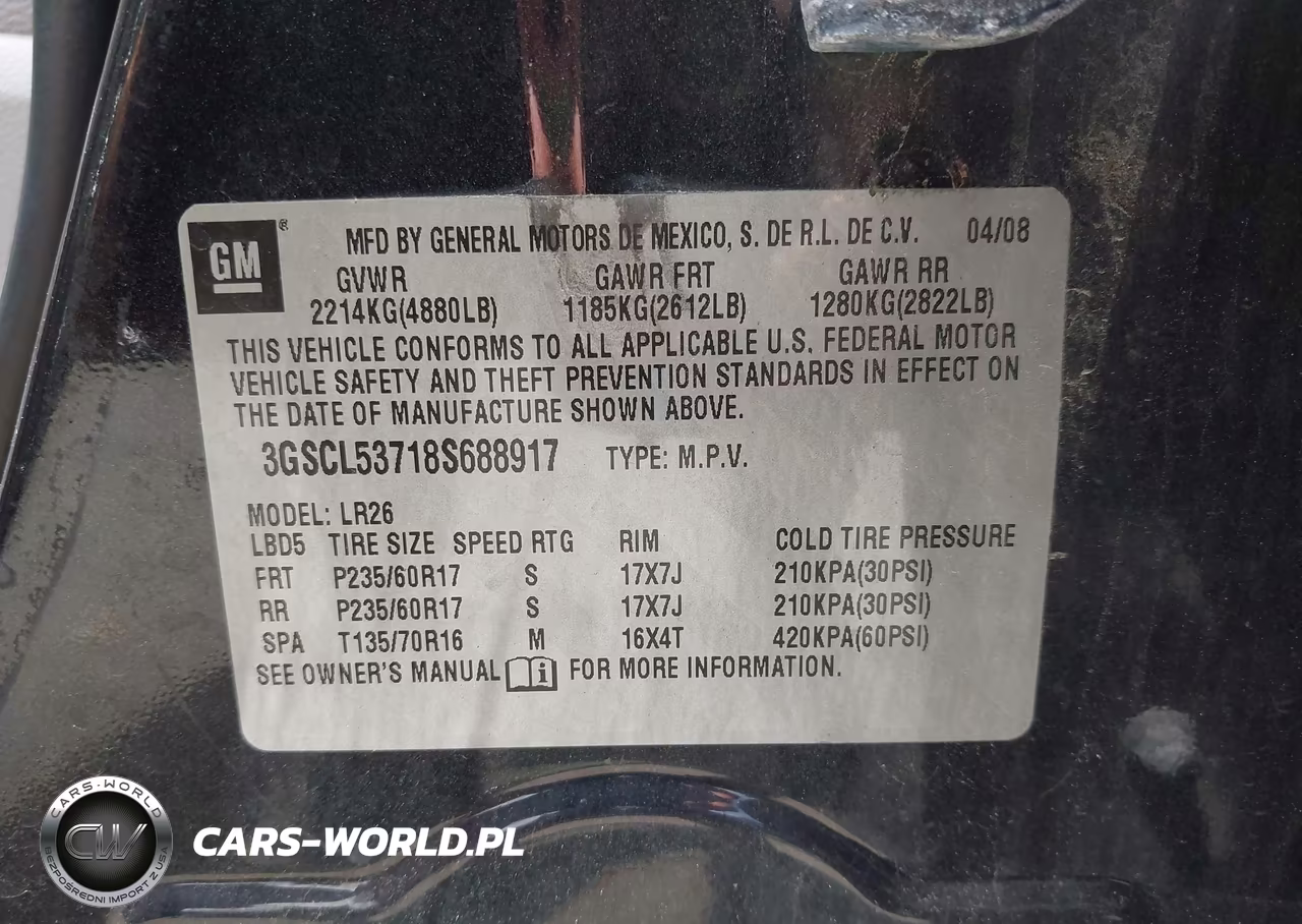 2008 Saturn Vue V6 Xr VIN:3GSCL53718S688917 - 9