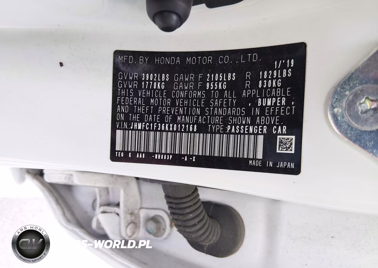 2019 Honda Civic Ex VIN:JHMFC1F36KX012168 - 9