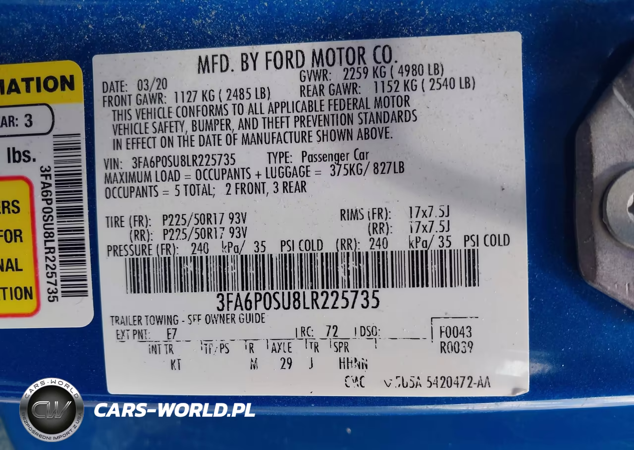 2020 Ford Fusion Plug-In Hybrid Titanium VIN:3FA6P0SU8LR225735 - 9
