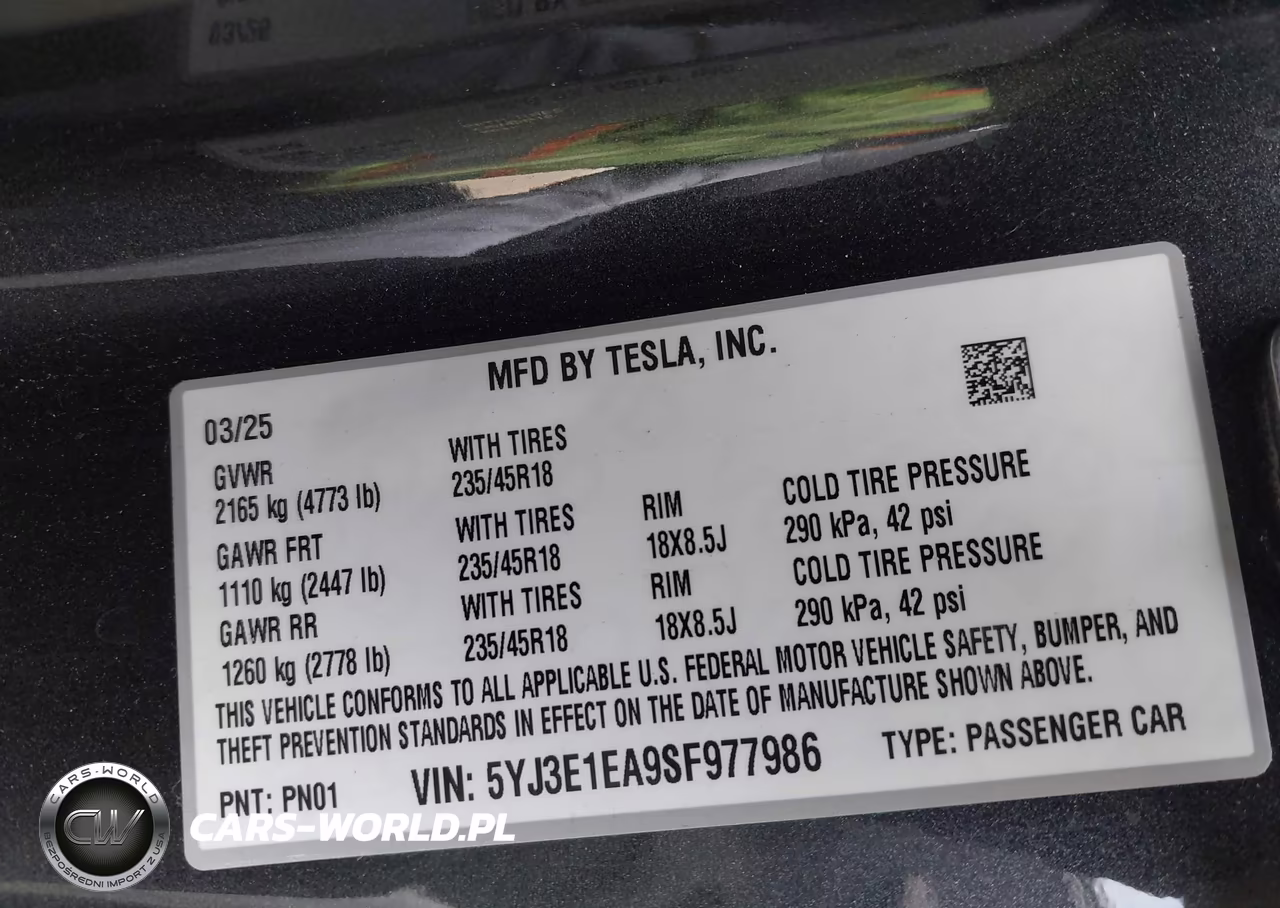 2025 Tesla Model 3 Long Range Rear-Wheel Drive-Standard Rear-Wheel Drive VIN:5YJ3E1EA9SF977986 - 9
