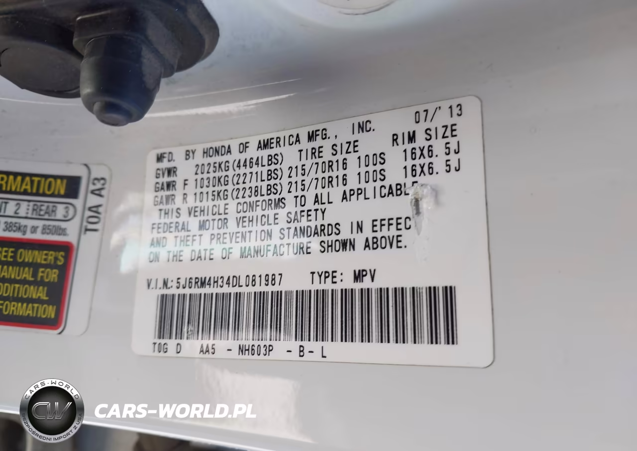 2013 Honda Cr-V Lx VIN:5J6RM4H34DL081987 - 9