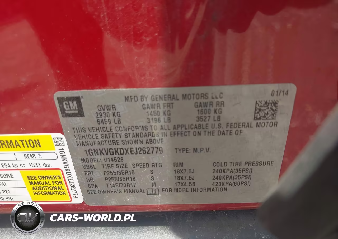 2014 Chevrolet Traverse Lt VIN:1GNKVGKDXEJ262779 - 9