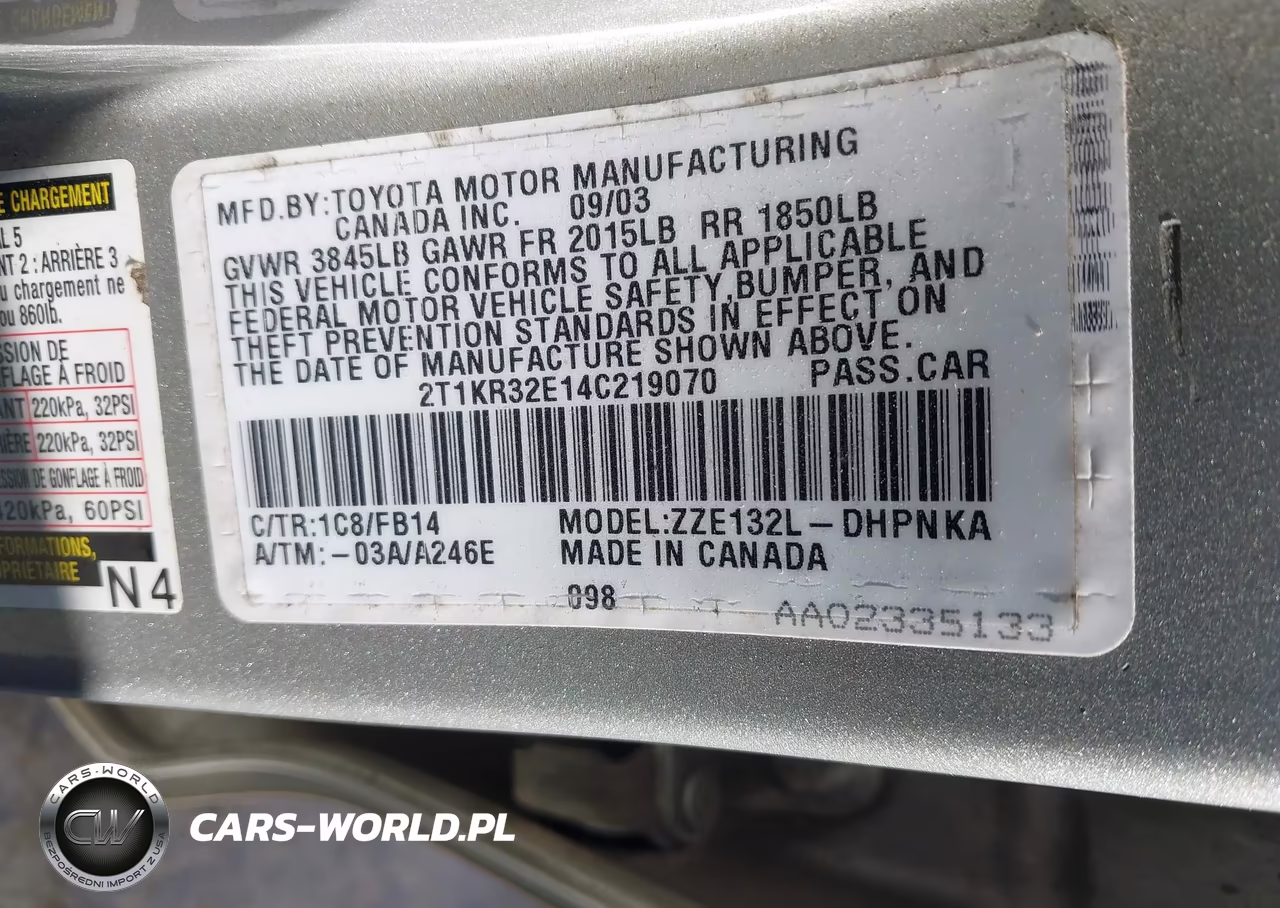 2004 Toyota Matrix Xr VIN:2T1KR32E14C219070 - 9