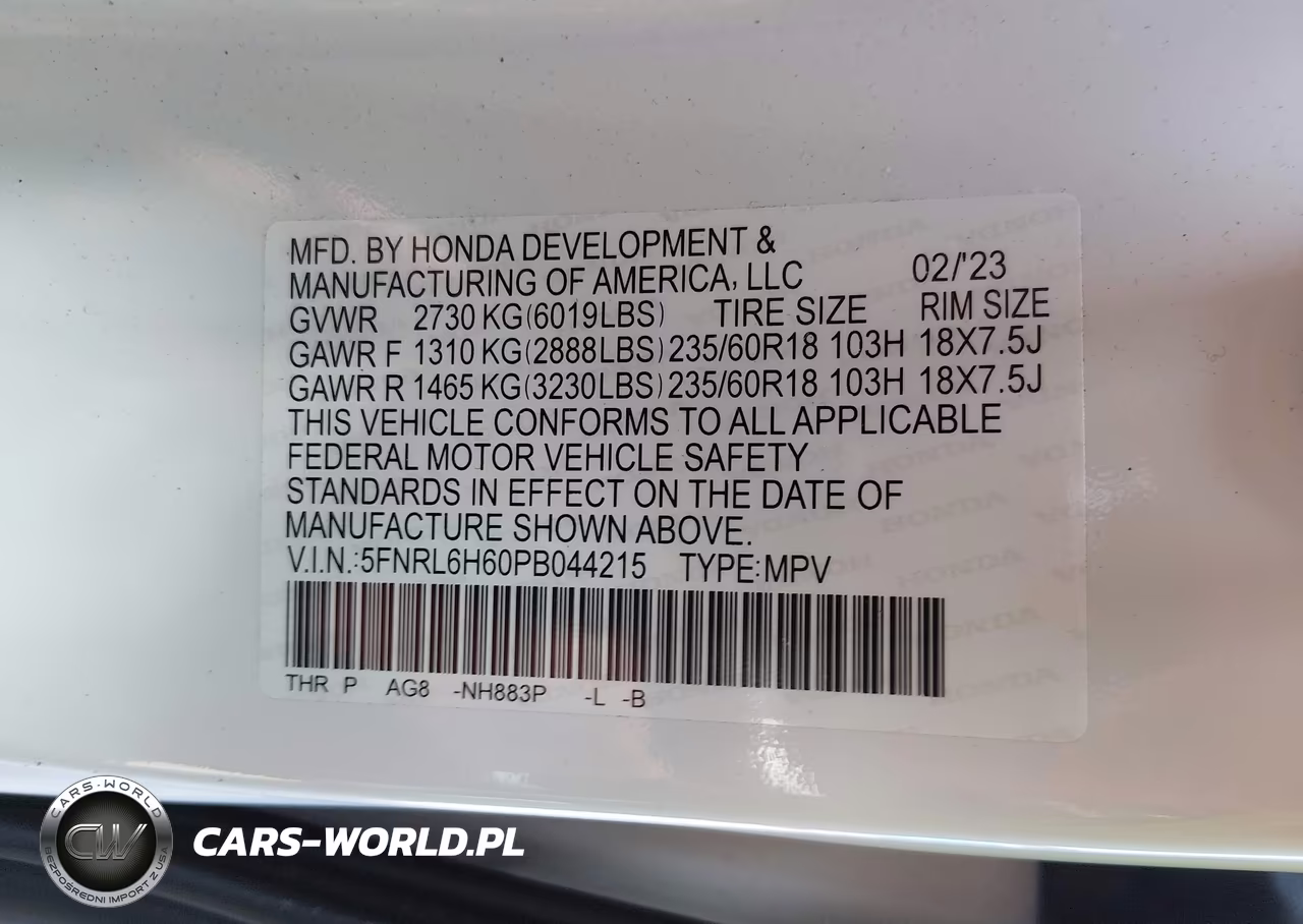 2023 Honda Odyssey Ex-L VIN:5FNRL6H60PB044215 - 9