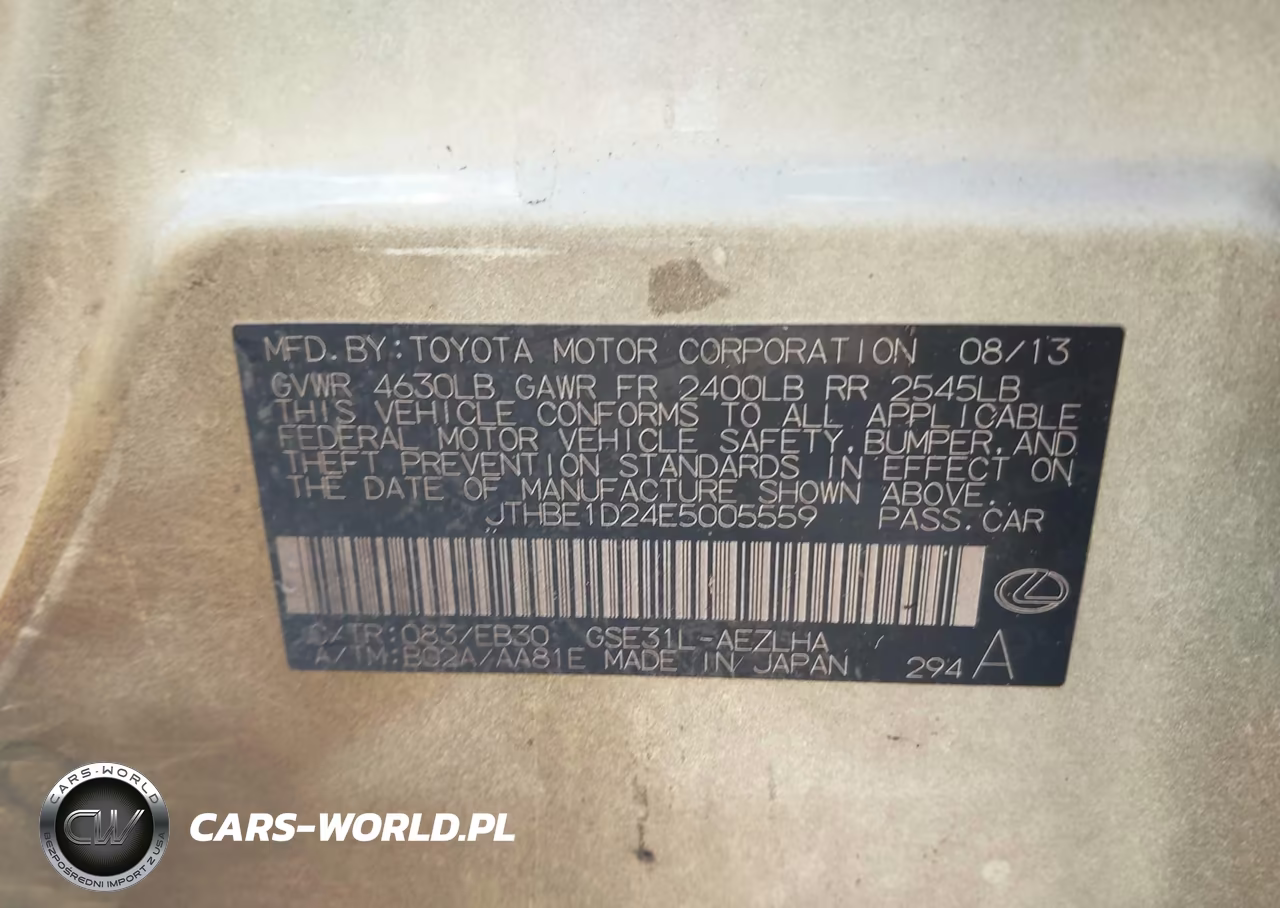 2014 Lexus Is 350 VIN:JTHBE1D24E5005559 - 9