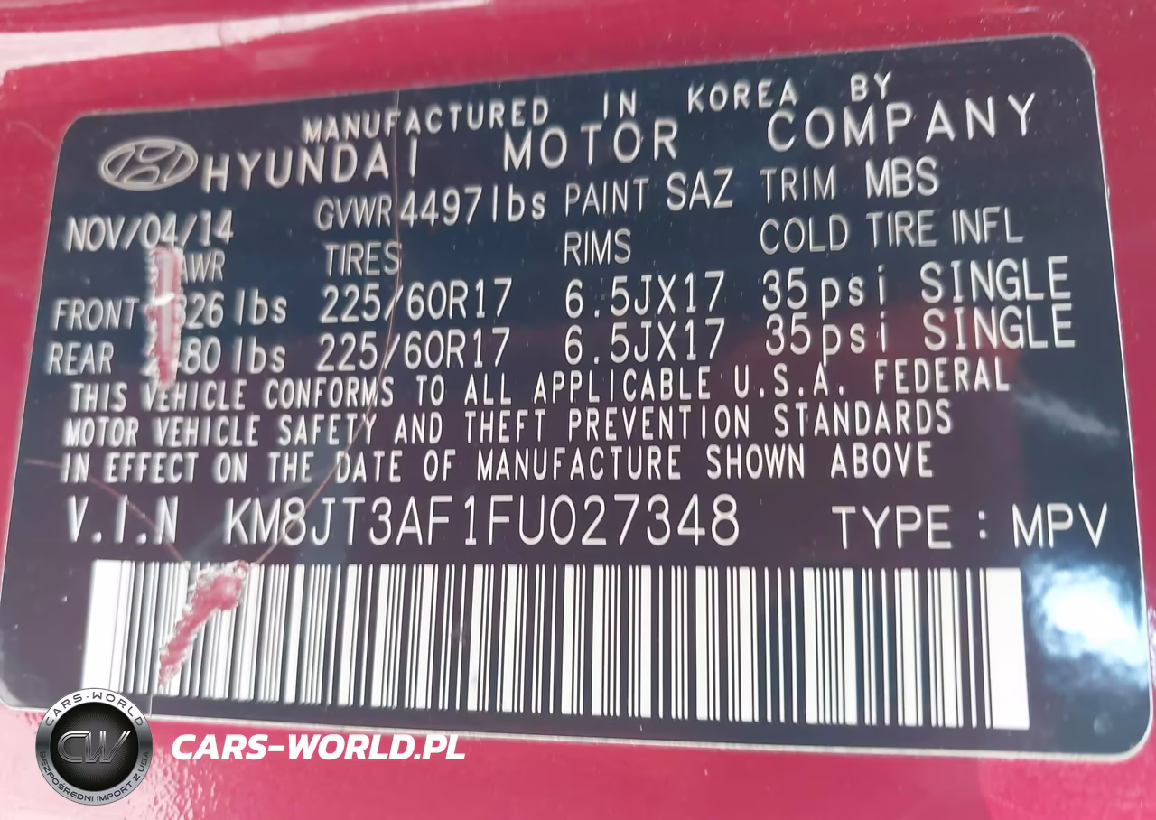 2015 Hyundai Tucson Gls VIN:KM8JT3AF1FU027348 - 9