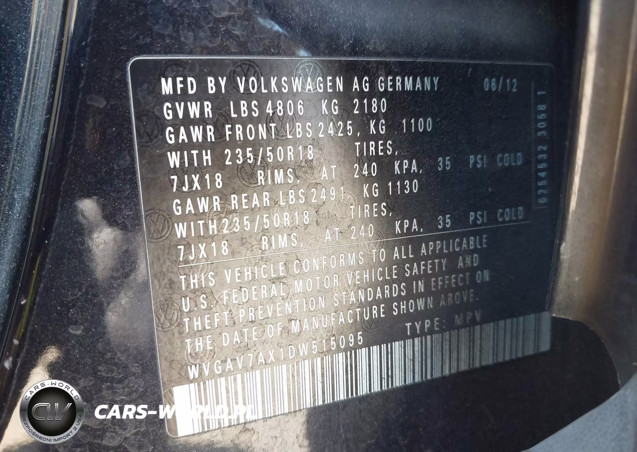 2013 Volkswagen Tiguan Se VIN:WVGAV7AX1DW515095 - 9
