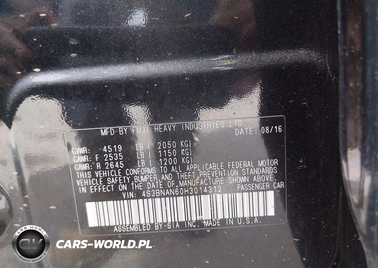 2017 Subaru Legacy 2.5I Limited VIN:4S3BNAN60H3014312 - 9