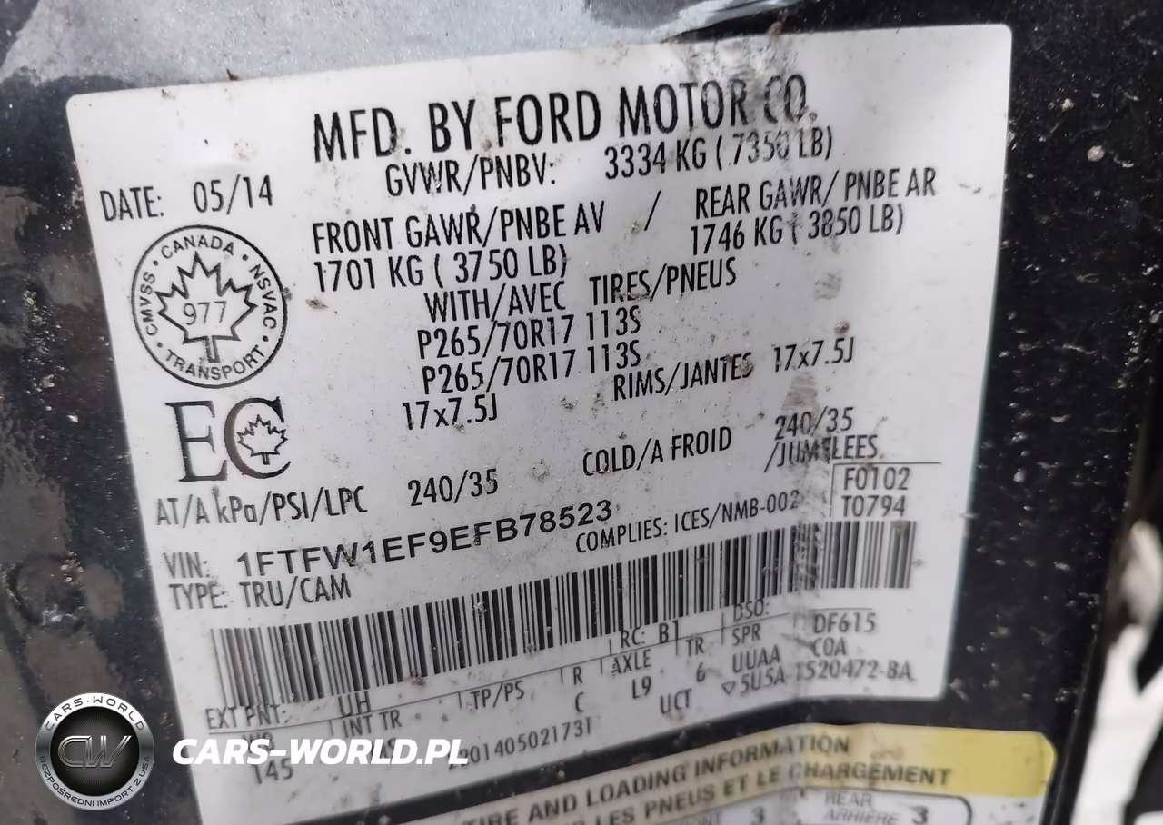 2014 Ford F-150 Xlt VIN:1FTFW1EF9EFB78523 - 9