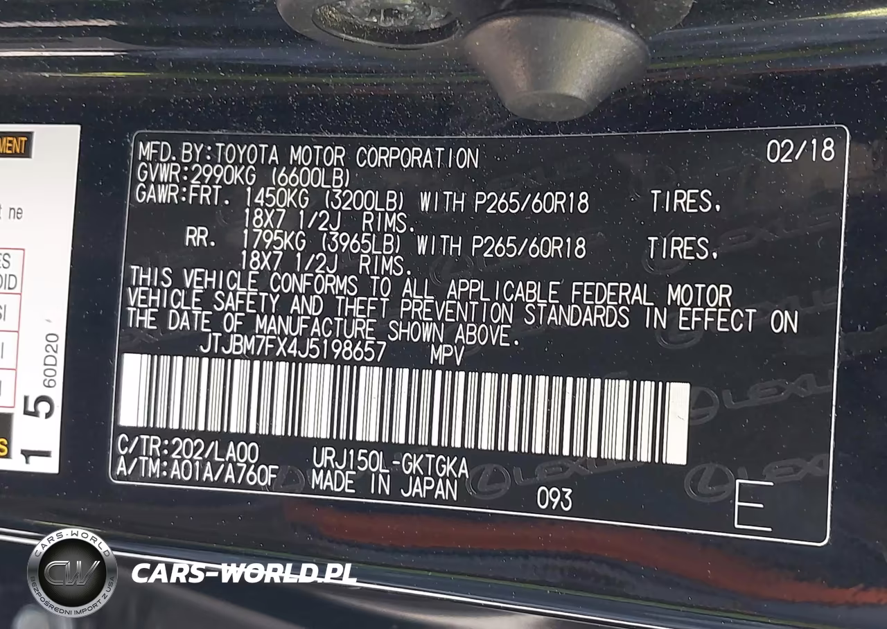 2018 Lexus Gx 460 VIN:JTJBM7FX4J5198657 - 9