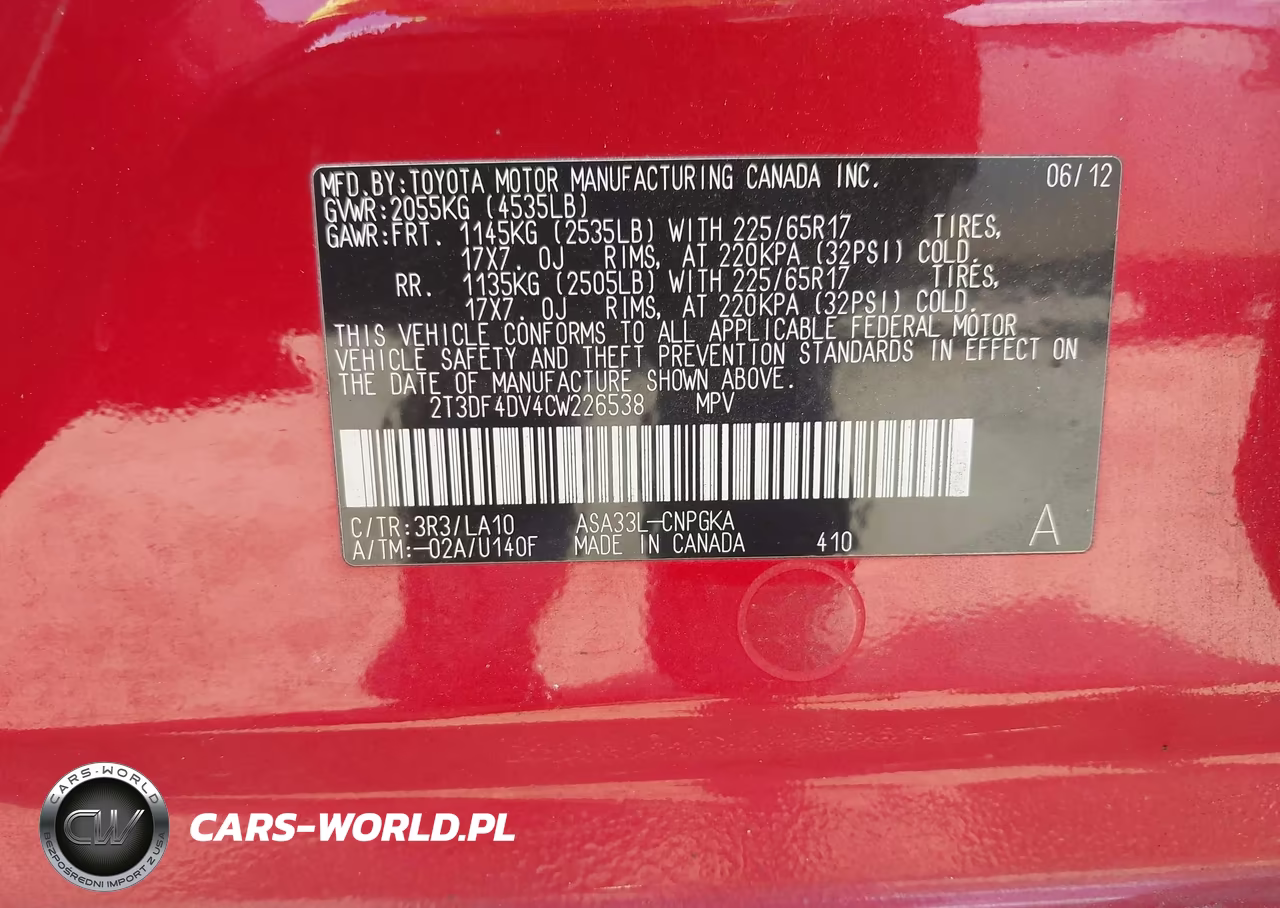 2012 Toyota Rav4 Limited VIN:2T3DF4DV4CW226538 - 9