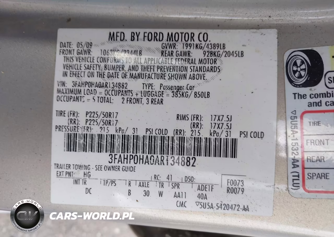2010 Ford Fusion Se VIN:3FAHP0HA0AR134882 - 9