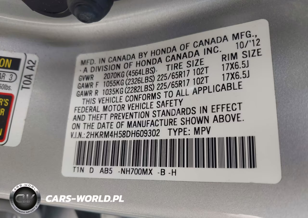 2013 Honda Cr-V Ex VIN:2HKRM4H58DH609302 - 9