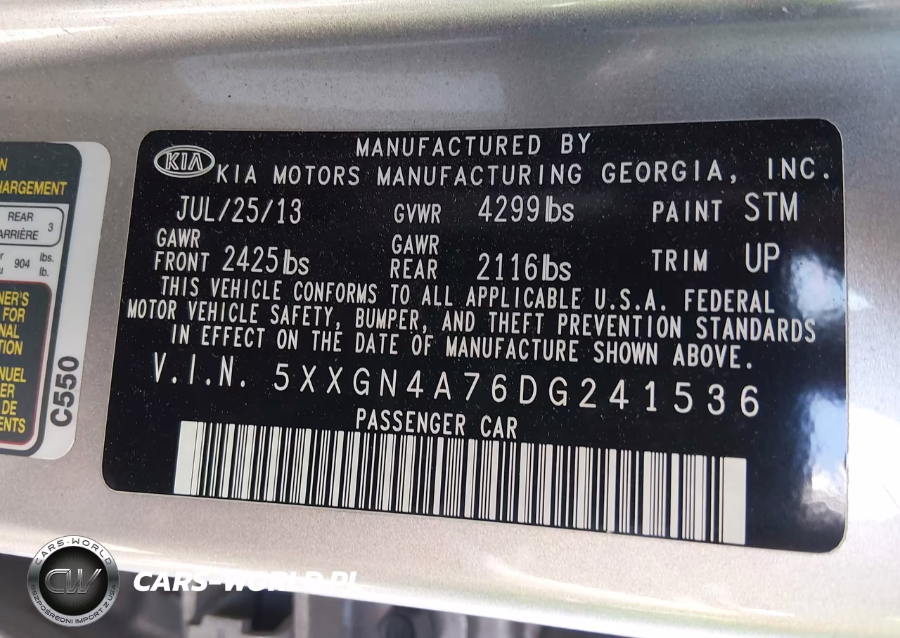 2013 Kia Optima Ex VIN:5XXGN4A76DG241536 - 9