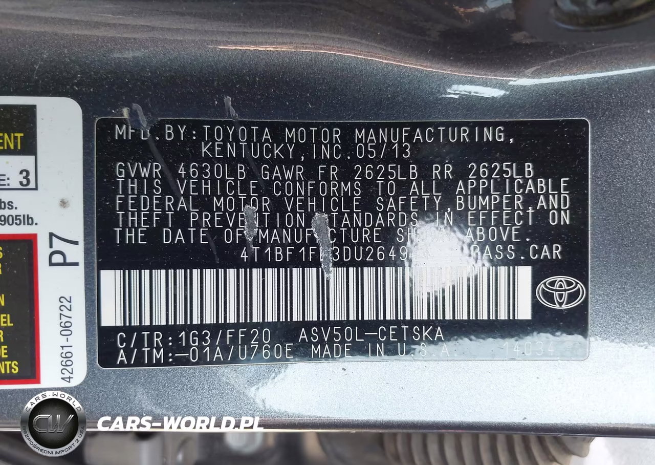 2013 Toyota Camry Se VIN:4T1BF1FK3DU264944 - 9