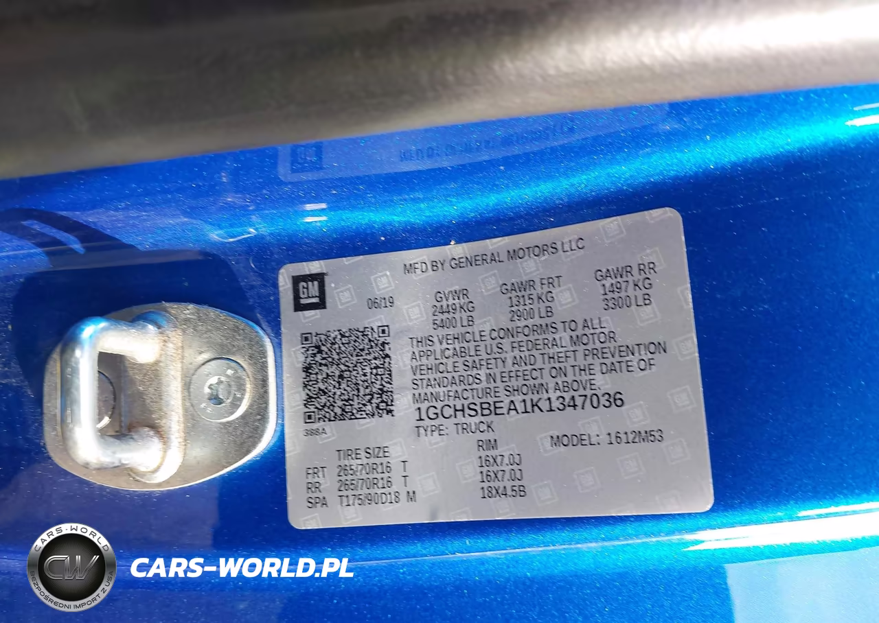 2019 Chevrolet Colorado Wt VIN:1GCHSBEA1K1347036 - 9