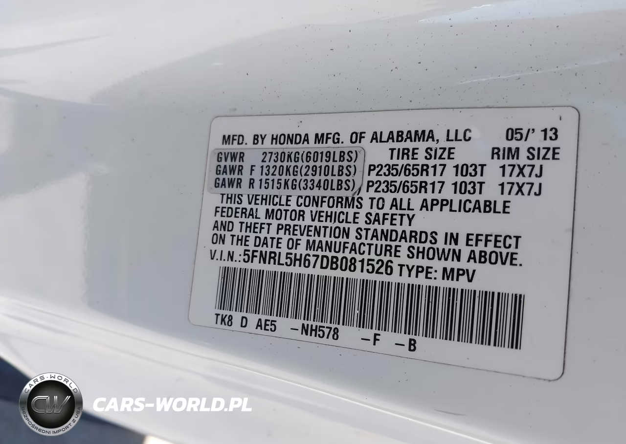 2013 Honda Odyssey Ex-L VIN:5FNRL5H67DB081526 - 9