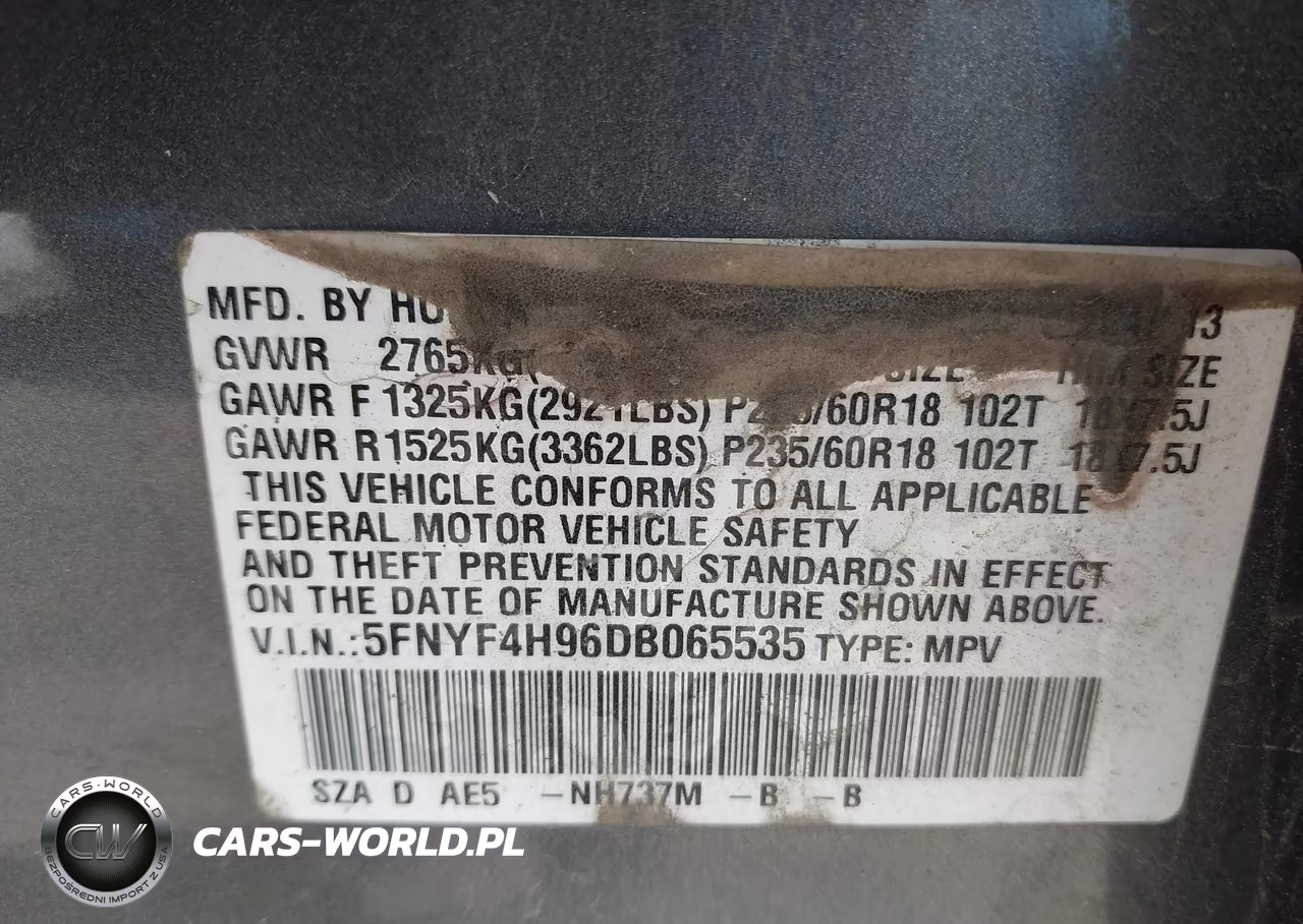 2013 Honda Pilot Touring VIN:5FNYF4H96DB065535 - 9