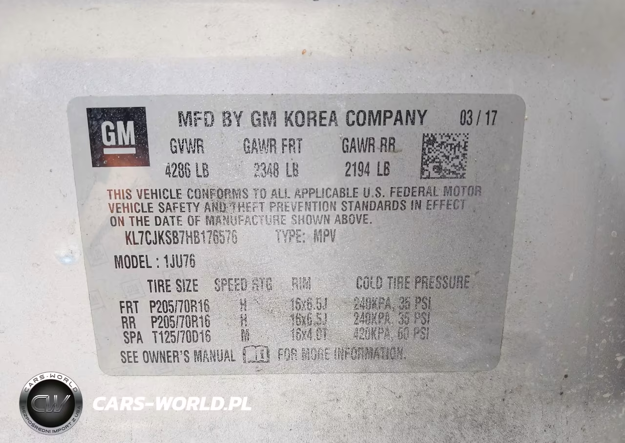 2017 Chevrolet Trax Ls VIN:KL7CJKSB7HB176576 - 9