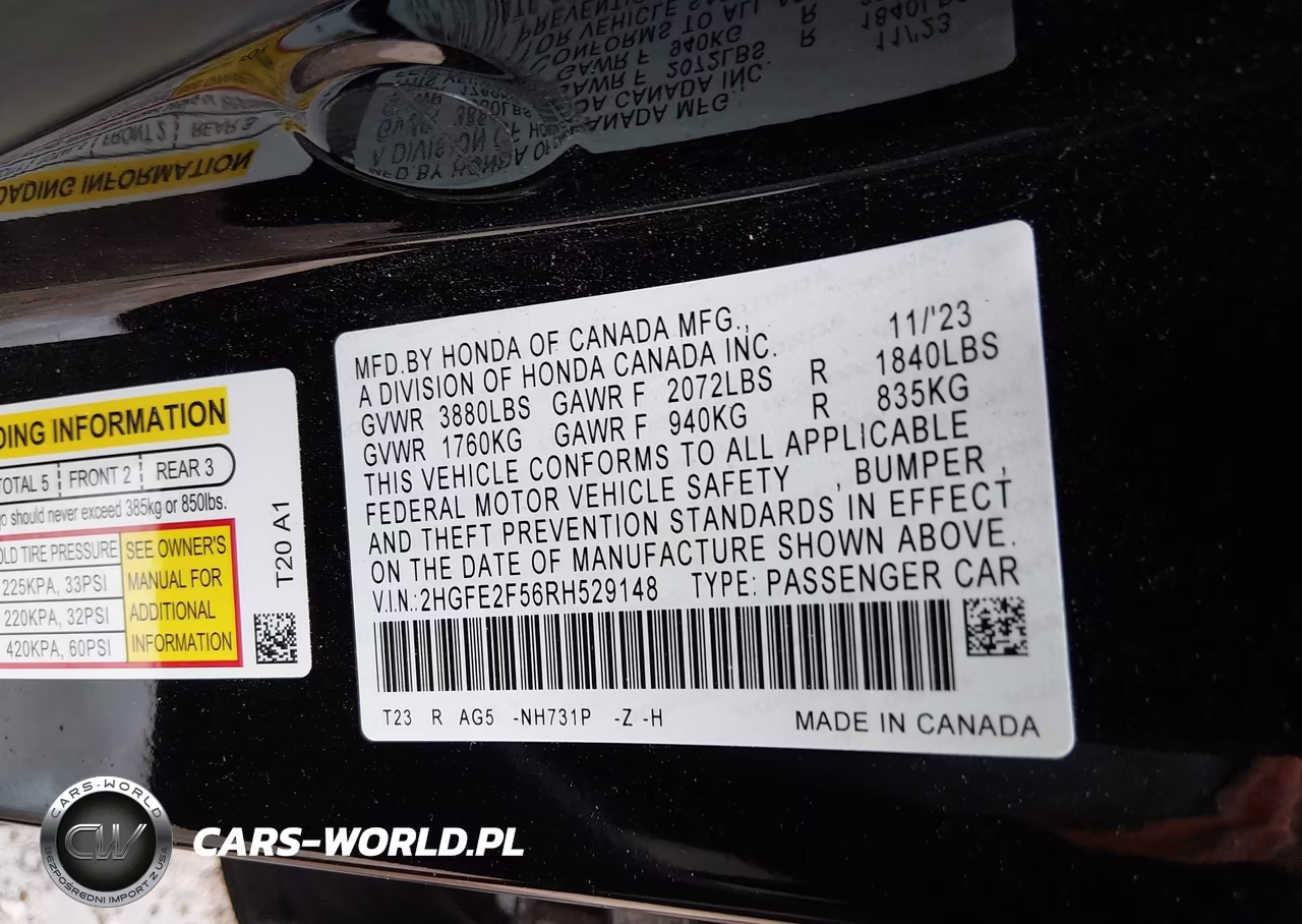 2024 Honda Civic Sport VIN:2HGFE2F56RH529148 - 9