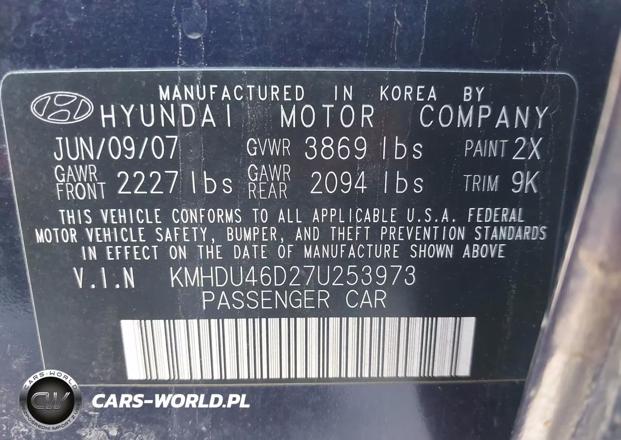 2007 Hyundai Elantra Gls-Limited-Ltd-Se VIN:KMHDU46D27U253973 - 9