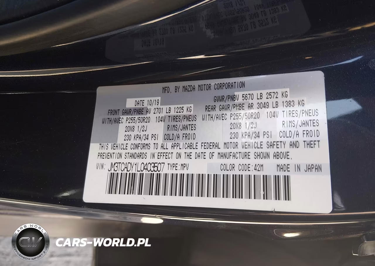 2020 Mazda Cx-9 Grand Touring VIN:JM3TCADY1L0403507 - 9
