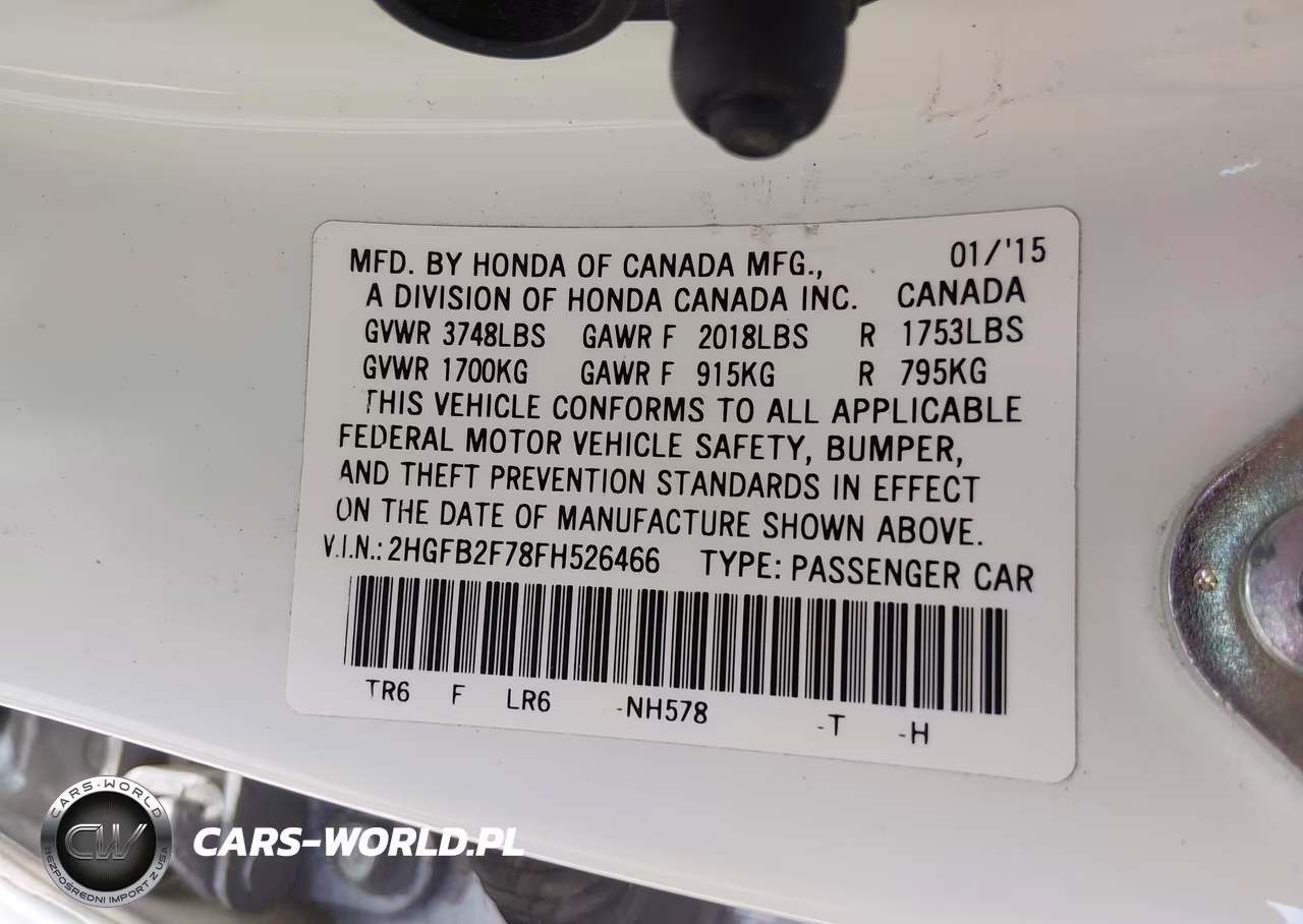 2015 Honda Civic Se VIN:2HGFB2F78FH526466 - 9