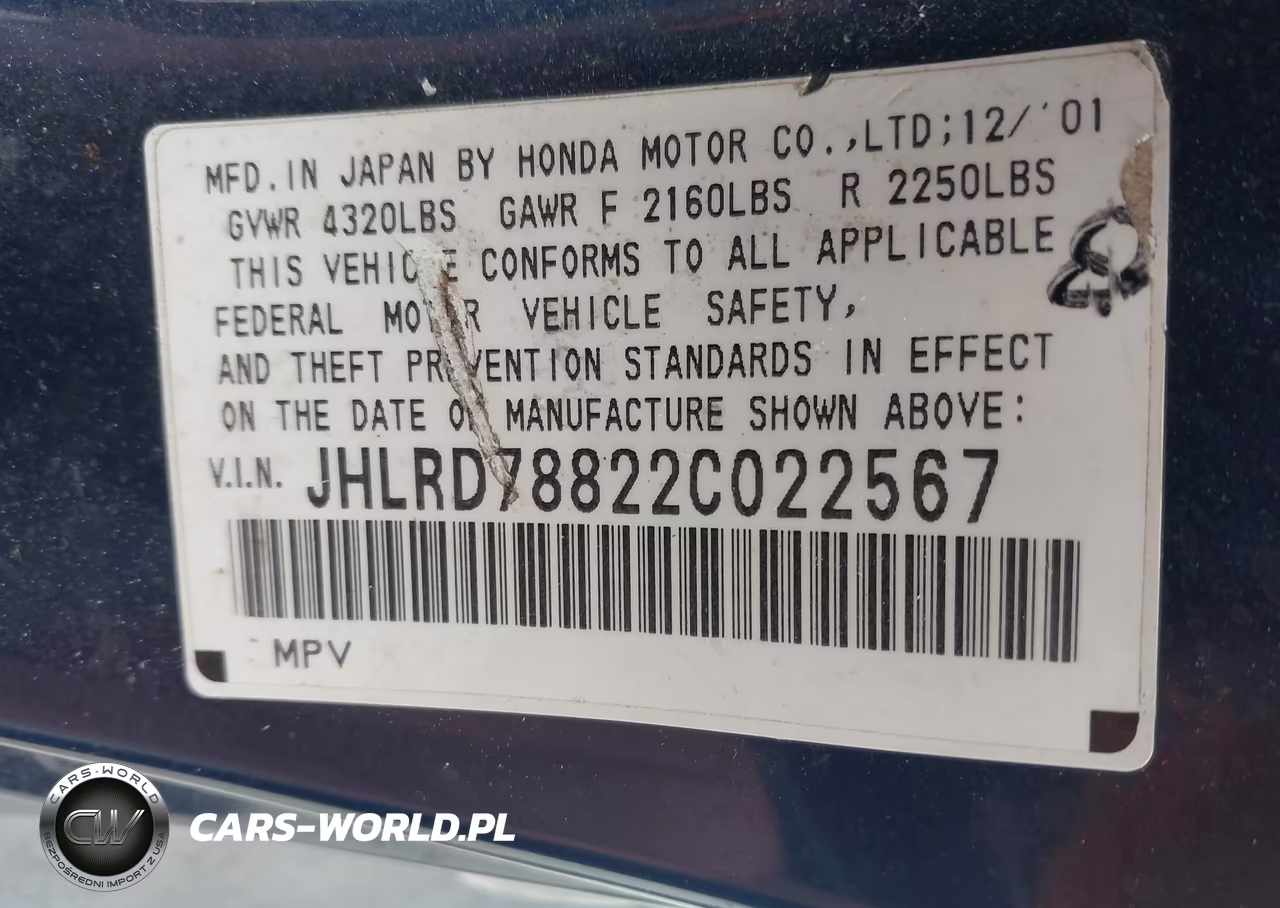 2002 Honda Cr-V Ex VIN:JHLRD78822C022567 - 9