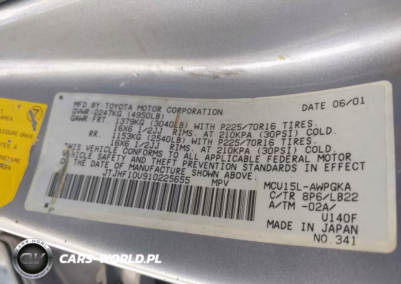 2001 Lexus Rx 300 VIN:JTJHF10U910225655 - 9