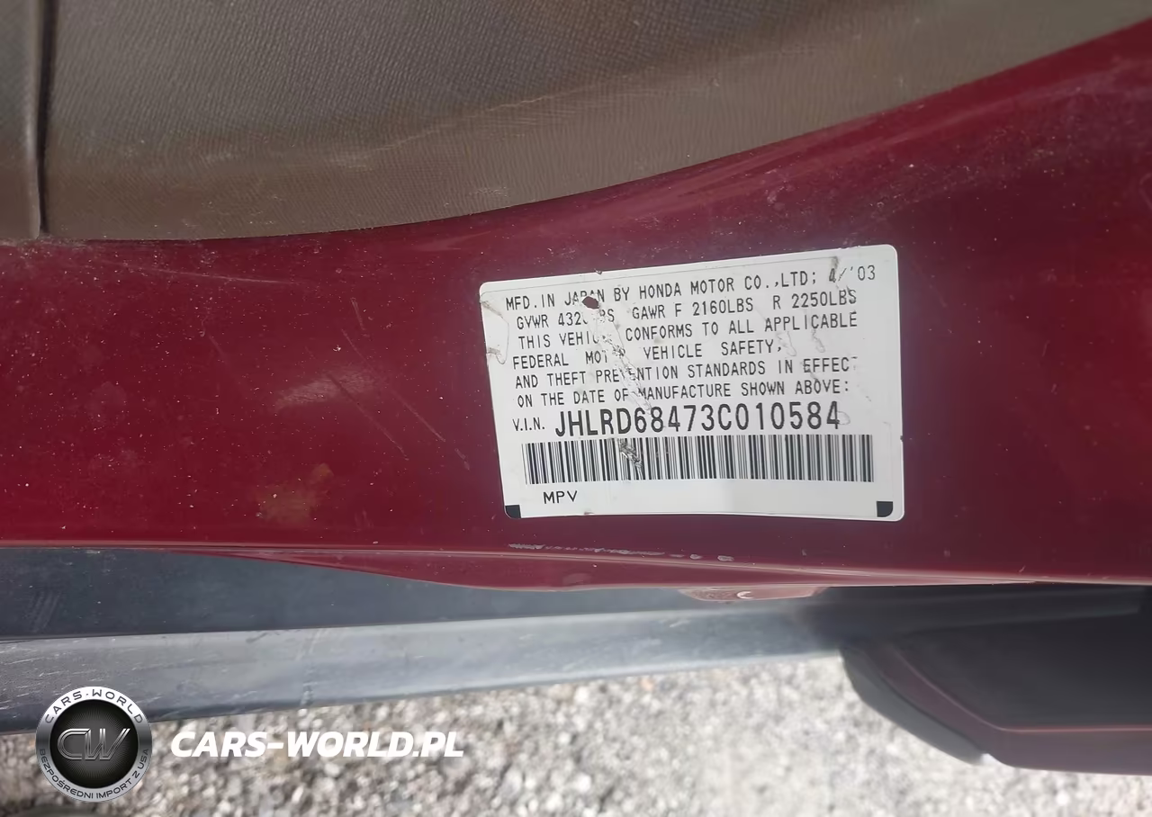 2003 Honda Cr-V Lx VIN:JHLRD68473C010584 - 9