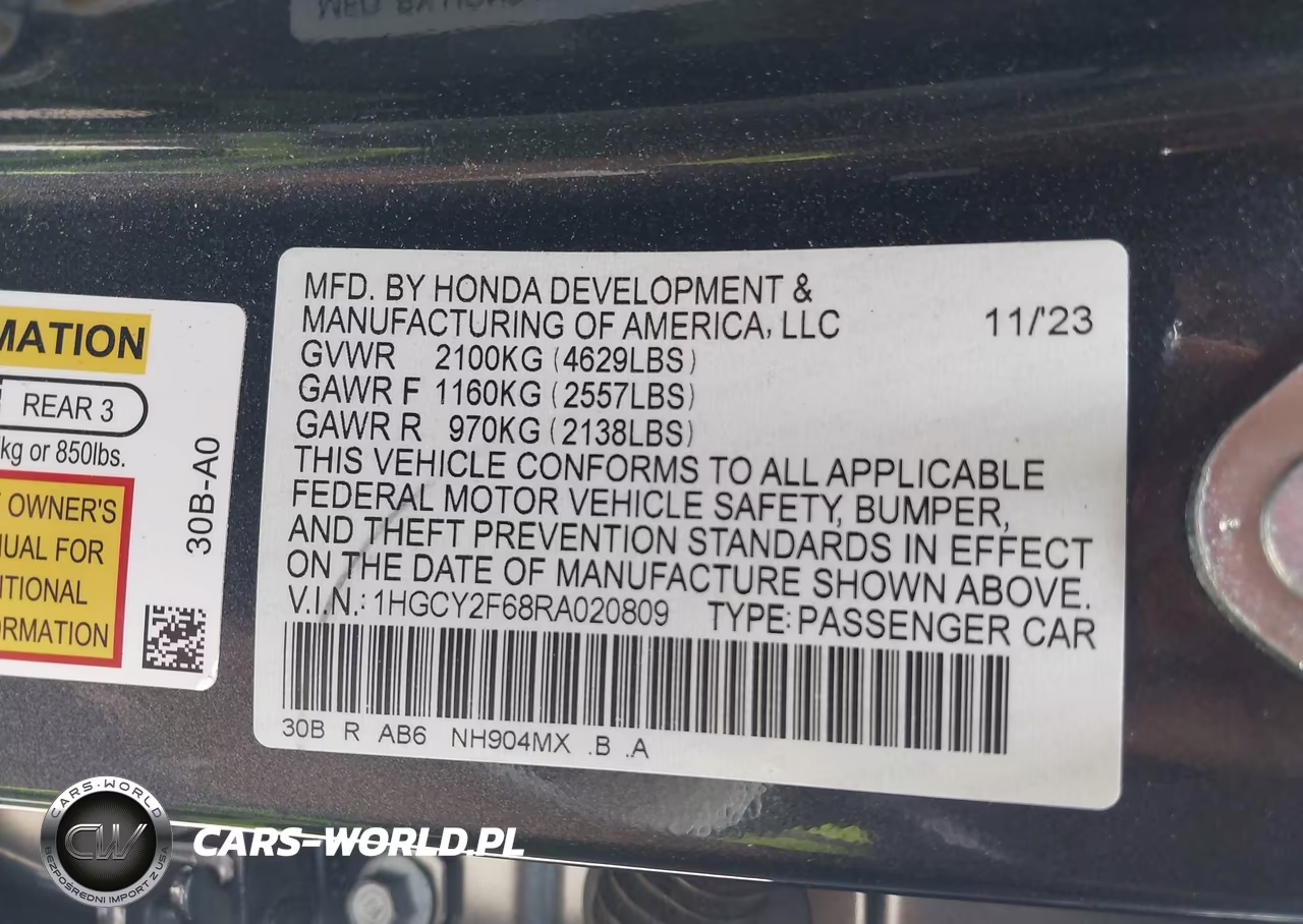 2024 Honda Accord Hybrid Ex-L VIN:1HGCY2F68RA020809 - 9