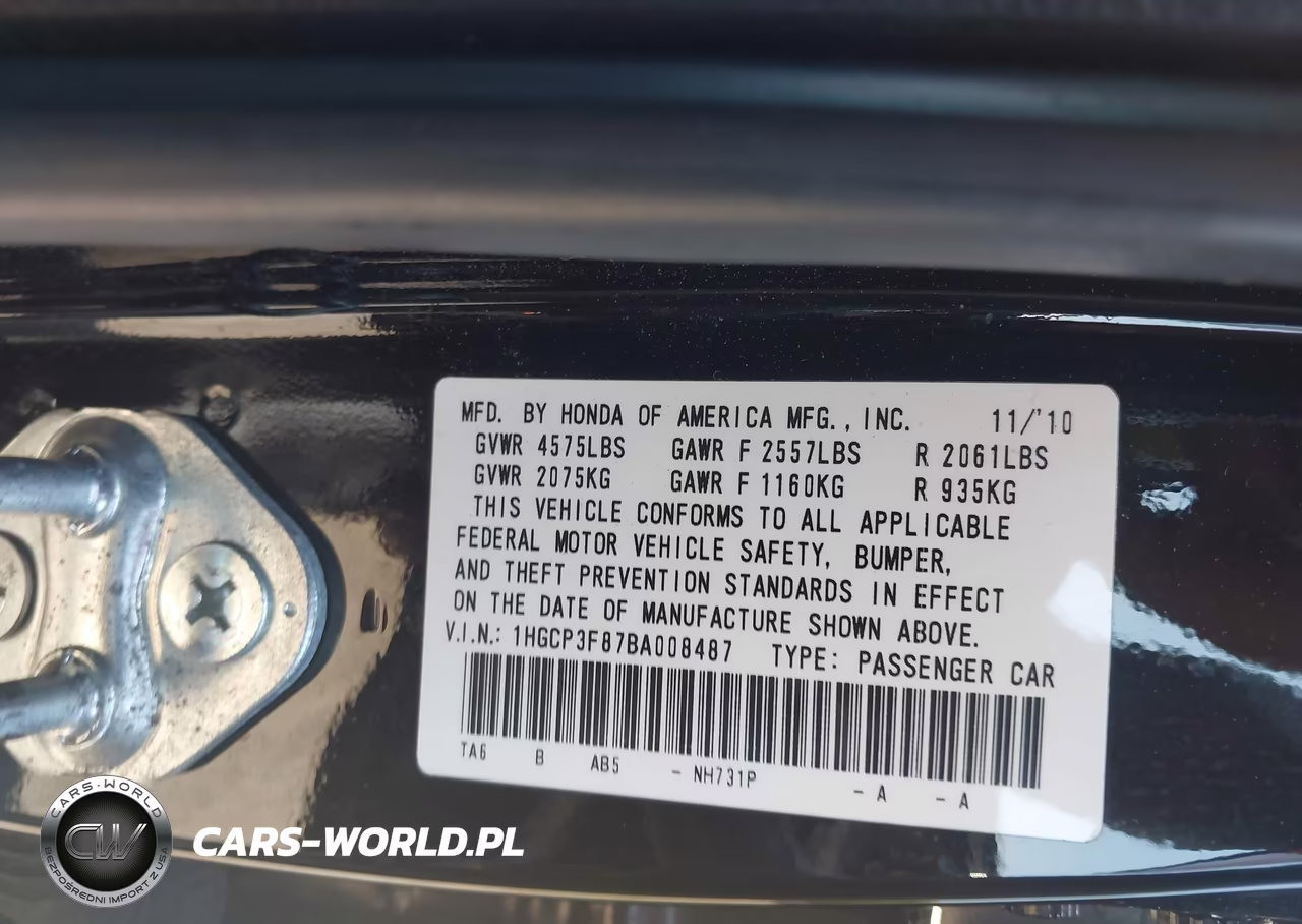 2011 Honda Accord 3.5 Ex-L VIN:1HGCP3F87BA008487 - 9