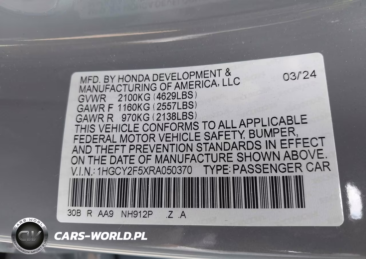 2024 Honda Accord Hybrid Sport VIN:1HGCY2F5XRA050370 - 9