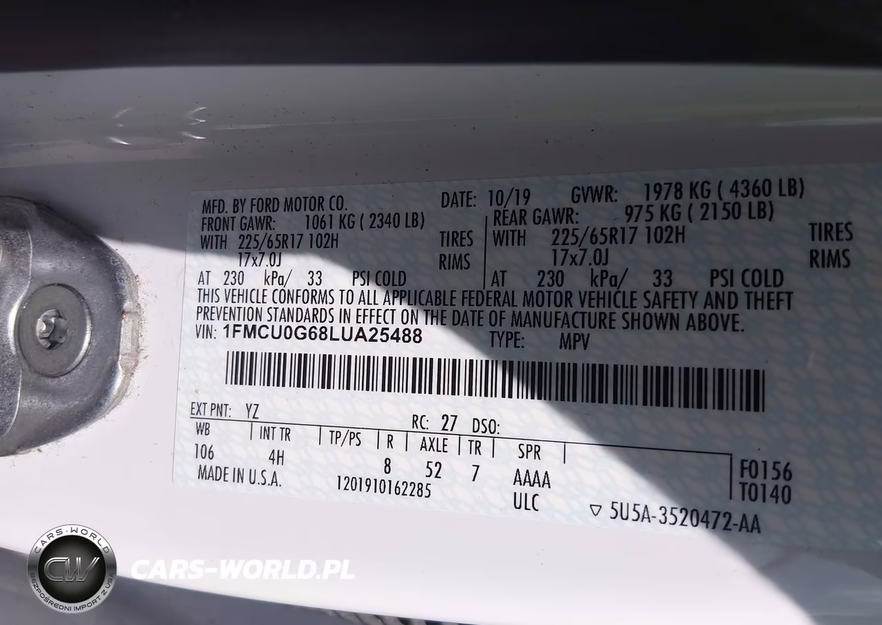 2020 Ford Escape Se VIN:1FMCU0G68LUA25488 - 9