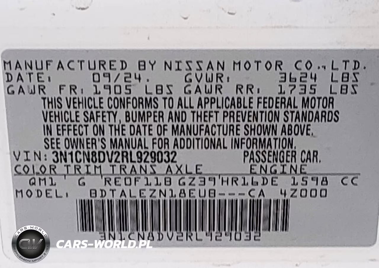 2024 Nissan Versa 1.6 S VIN:3N1CN8DV2RL929032 - 9