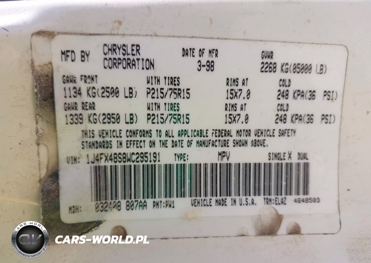 1998 Jeep Grand Cherokee Laredo VIN:1J4FX48S8WC295191 - 9