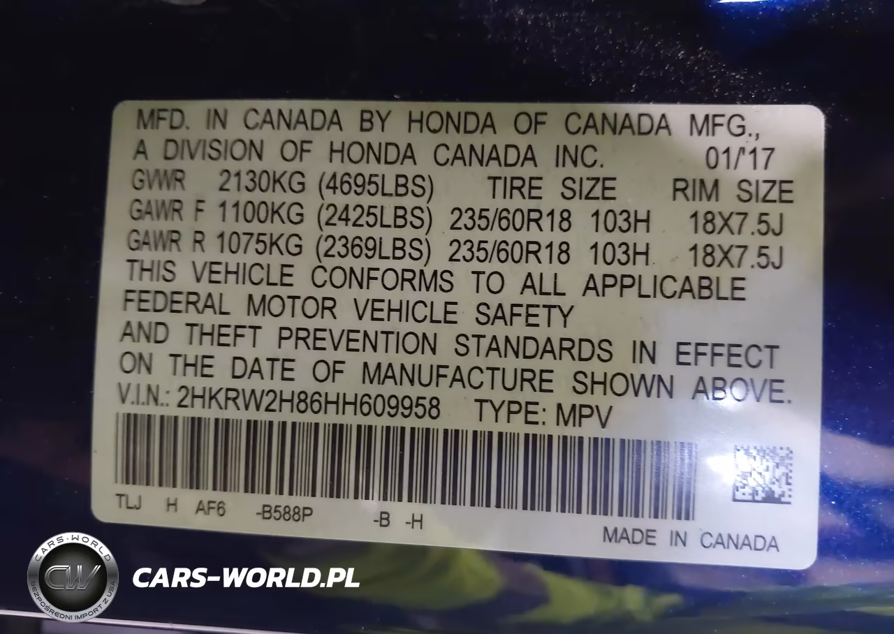 2017 Honda Cr-V Ex-L-Ex-L Navi VIN:2HKRW2H86HH609958 - 9